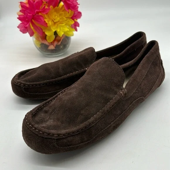 UGG | Shoes | Ugg Chocolate Brown Suede Slip On Slippers  display picture 1